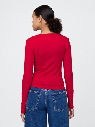 Camiseta Henley de malha fechada