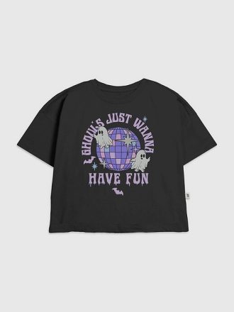 Camiseta infantil com estampa de fantasmas da discoteca