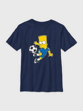 Camiseta infantil com estampa de futebol do Bart Simpson