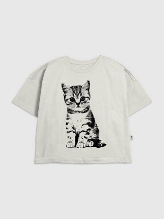 Camiseta infantil com estampa de gatinho pop art