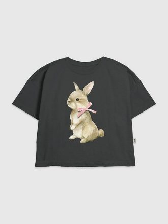 Camiseta infantil com estampa de laço de coelho