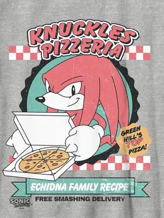 Camiseta infantil com estampa de pizza e Sonic The Hedgehog Knuckles Camiseta infantil com estampa de pizza e Sonic The Hedgehog Knuckles