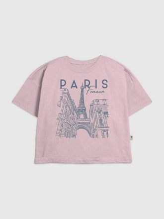 Camiseta infantil com estampa gráfica Paris Line Art