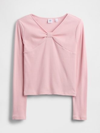 Camiseta infantil com gola laço