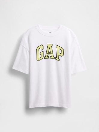 Camiseta infantil com logotipo atlético pesado