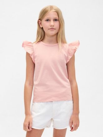 Camiseta infantil com mangas esvoaçantes