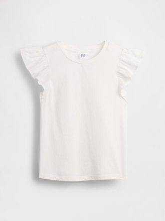 Camiseta infantil com mangas esvoaçantes