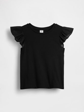 Camiseta infantil com mangas esvoaçantes