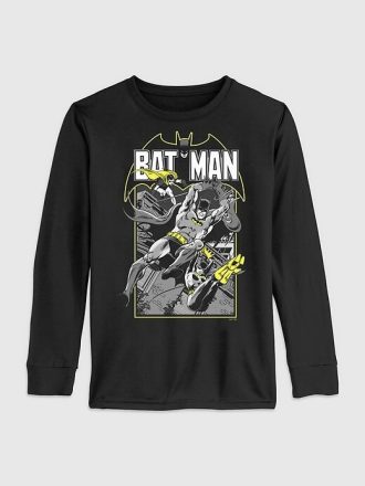 Camiseta infantil de manga comprida com estampa do Batman da DC Comics