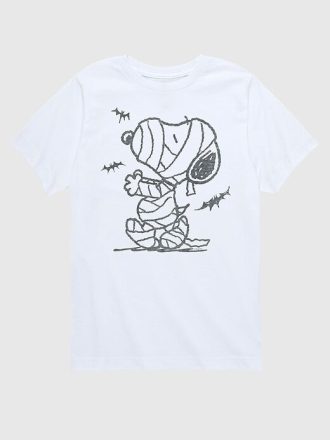 Camiseta infantil de manga curta Peanuts Snoopy Múmia e Morcegos