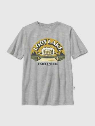 Camiseta infantil estampada Fortnite Loot Lake
