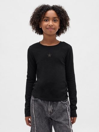 Camiseta infantil franzida na lateral