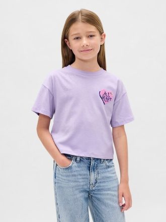 Camiseta infantil grande com estampa de lantejoulas e lantejoulas