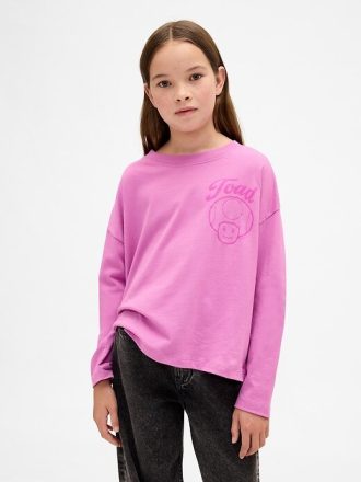 Camiseta infantil grande com estampa do Super Mario