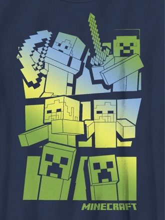 Camiseta infantil Minecraft Steve e Alex VS Mobs