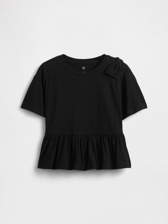 Camiseta infantil peplum com laço
