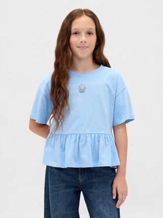 Camiseta infantil peplum gráfica