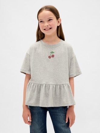 Camiseta infantil peplum gráfica
