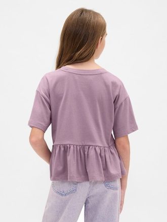 Camiseta infantil peplum gráfica
