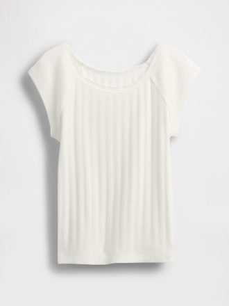 Camiseta infantil Pointelle com acabamento em renda