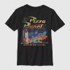 Camiseta infantil Toy Story Pizza Planet com estampa gráfica