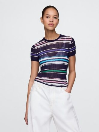 Camiseta Suéter com Barra Translúcida