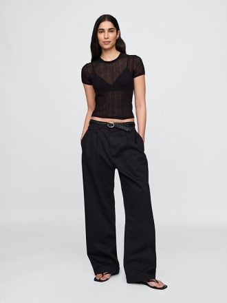 Camiseta Suéter com Barra Translúcida