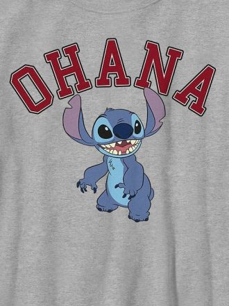 Camiseta universitária Lilo e Stitch Ohana