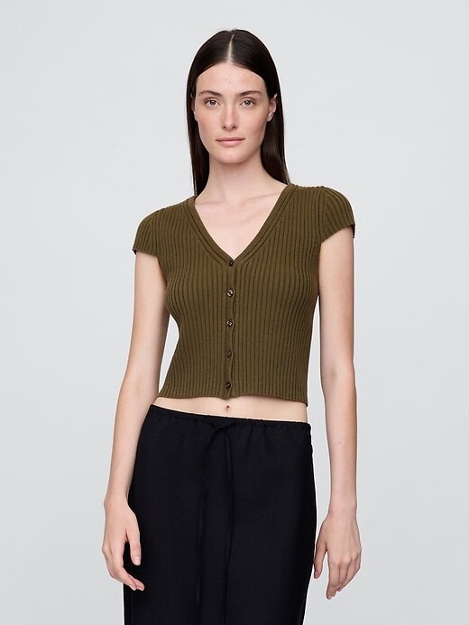 Cardigan Cropped Rib Cardigan Cropped Rib