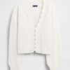 Cardigan curto com vieiras e felpudo Pointelle