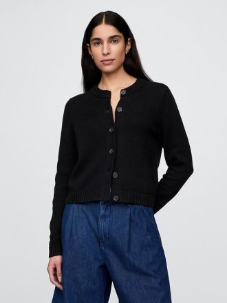 Cardigan de gola redonda 100% algodão