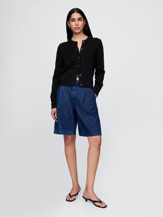 Cardigan de gola redonda 100% algodão