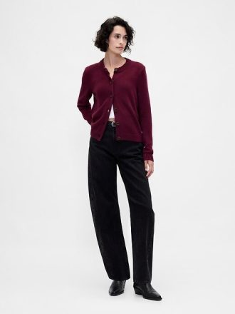 Cardigan de gola redonda 100% algodão