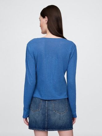 Cardigan de linho misto com amarração frontal