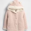 Cardigan de urso em tricô com forro de sherpa para bebê