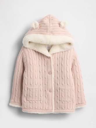 Cardigan de urso em tricô com forro de sherpa para bebê