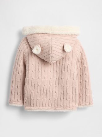 Cardigan de urso em tricô com forro de sherpa para bebê