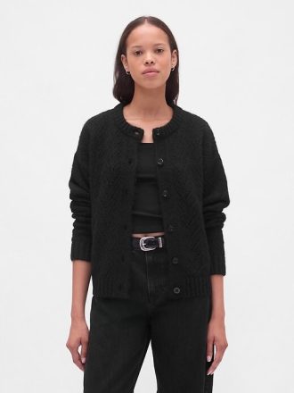 Cardigan Fuzzy Pointelle