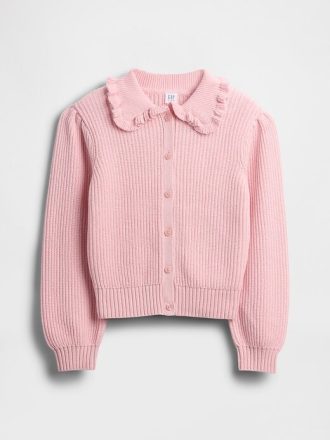 Cardigan infantil com gola babada
