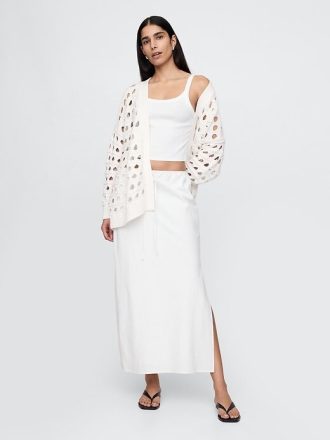 Cardigan Pointelle 100% algodão oversized