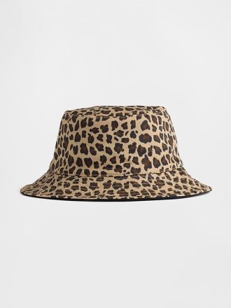 Chapéu Bucket Leopardo Reversível para Bebê e Criança Pequena