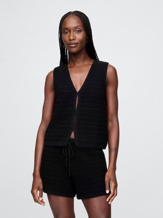 Colete 100% algodão com gancho de crochê na frente