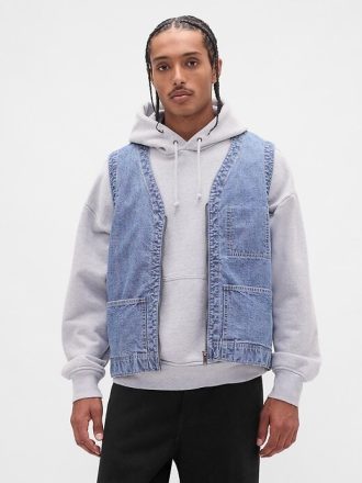 Colete utilitário jeans pesado