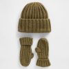 Conjunto de gorro e luvas CashSoft Rib para bebês e crianças pequenas