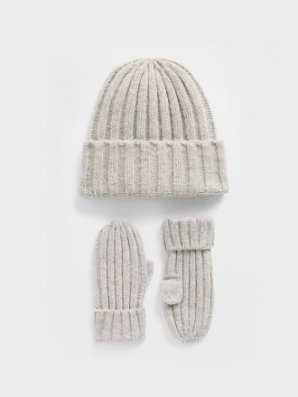 Conjunto de gorro e luvas CashSoft Rib para bebês e crianças pequenas