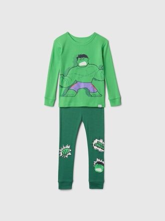 Conjunto de pijama de algodão escovado orgânico Marvel para bebês e crianças pequenas