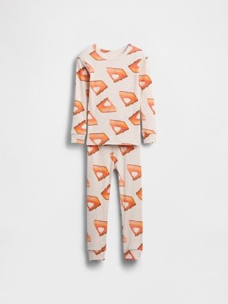 Conjunto de pijama de algodão escovado orgânico para bebês e crianças pequenas