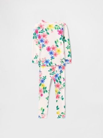 Conjunto de pijama de algodão orgânico escovado para bebês e crianças pequenas