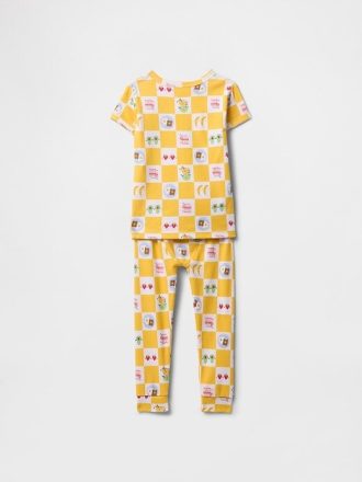 Conjunto de pijama de algodão orgânico escovado para bebês e crianças pequenas