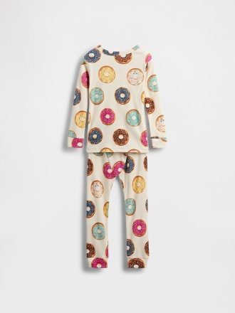 Conjunto de pijama de algodão orgânico escovado para bebês e crianças pequenas